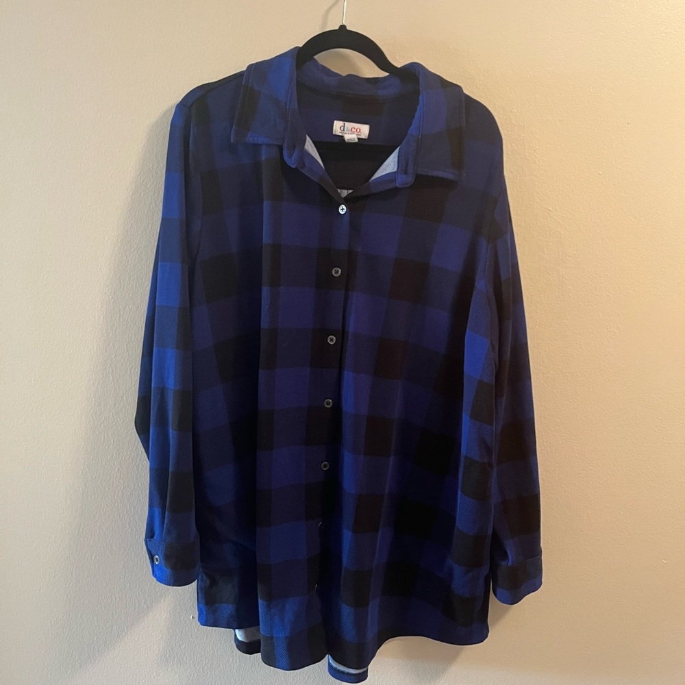 Blue and Black Plaid Button Down Shirt